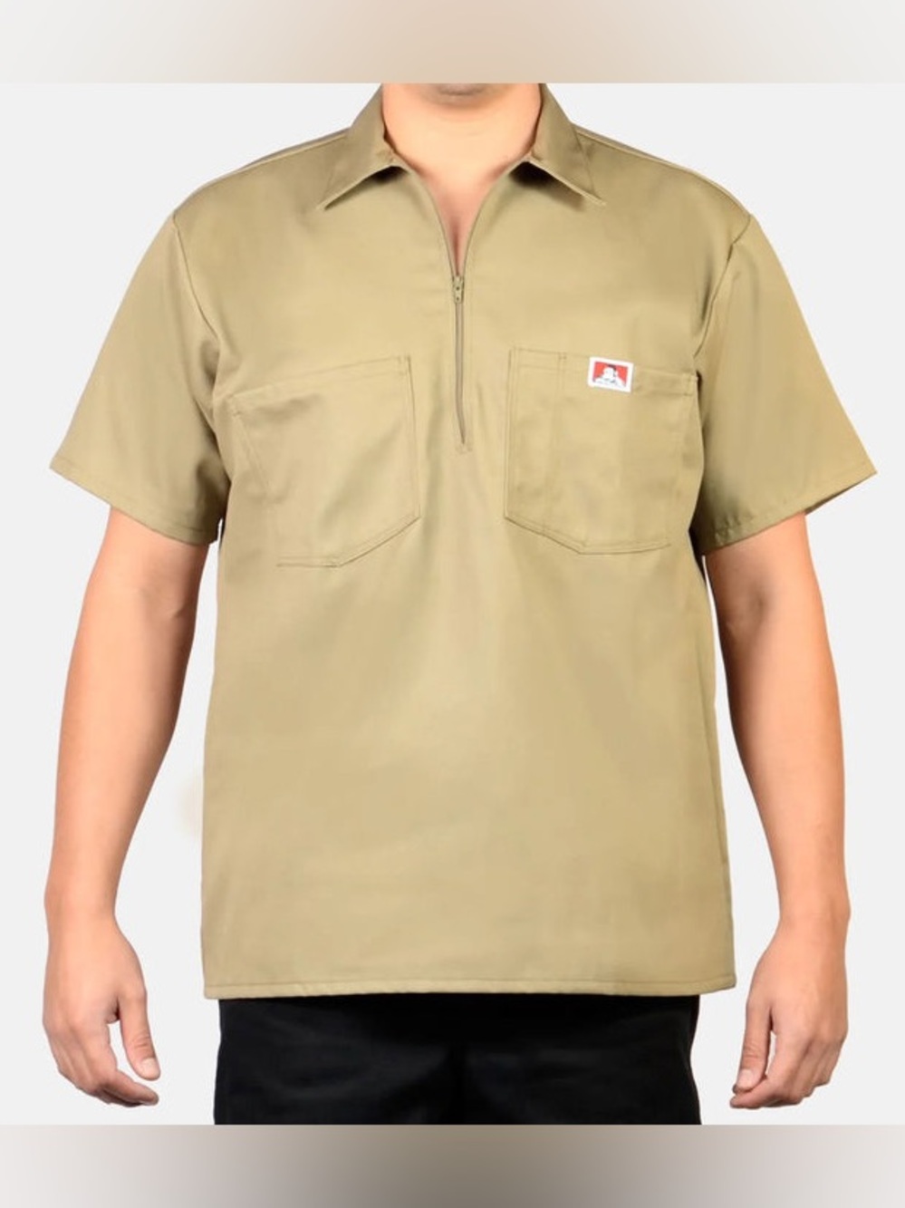 Ben Davis khaki half zip short sleeve shirt